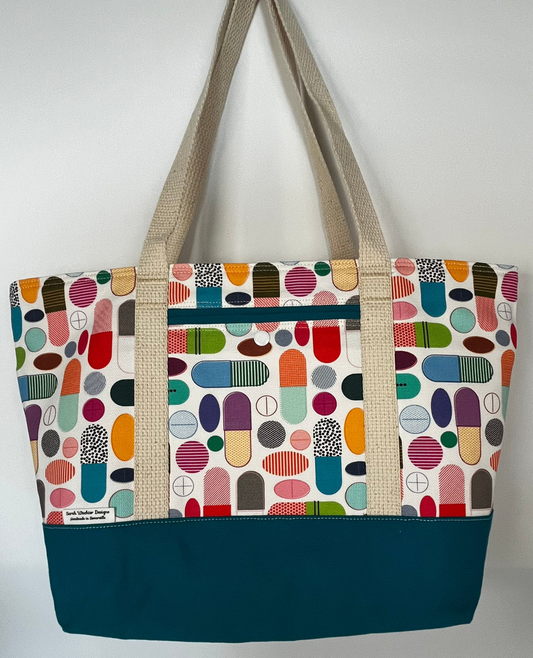 Medium Tote - Colorful Pharmaceuticals - Zippered Closure