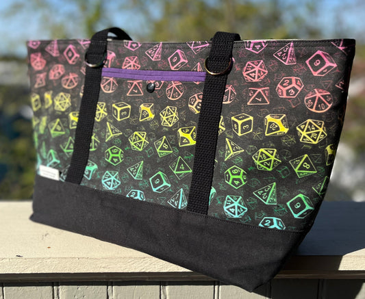 Rainbow Falling Dice Tote